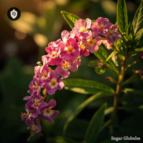 Impatiens Racemosa sugar spheres in precise orb format for energetic homeopathic (nonmedical) product presentation and dry storage