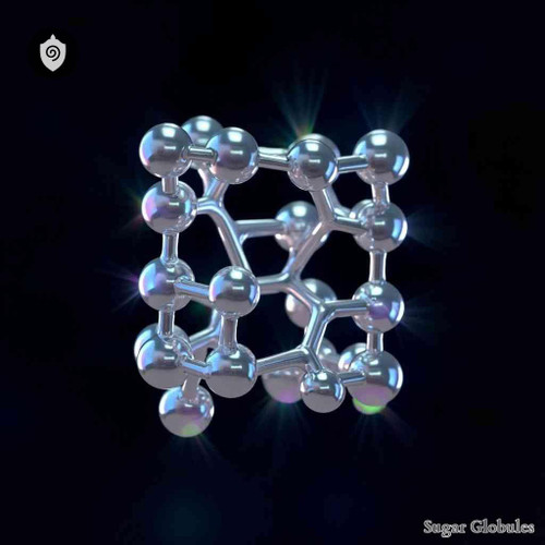 Indium Oxydatum sugar spheres in standard orb form for energetic homeopathic (nonmedical) physical remedy presentation