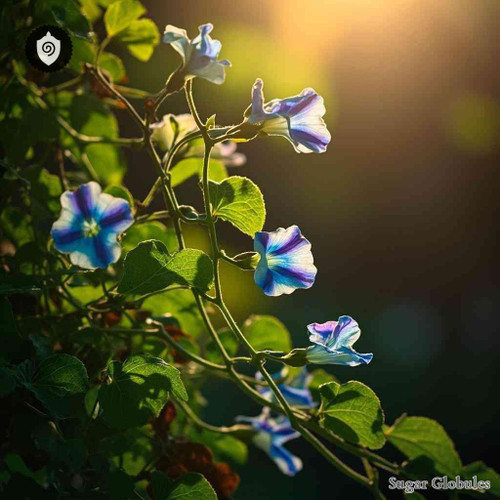 Ipomoea Mauritania sugar spheres in pellet form for energetic homeopathic (nonmedical) remedy presentation and dry storage