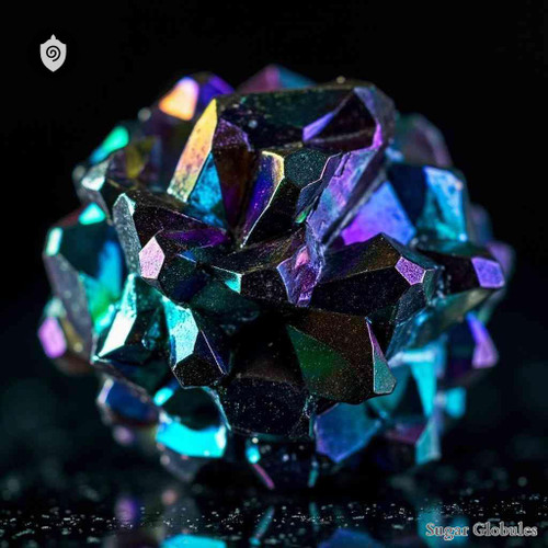 Iridium Oxydatum sugar spheres in uniform orb format for energetic homeopathic (nonmedical) dry-form presentation