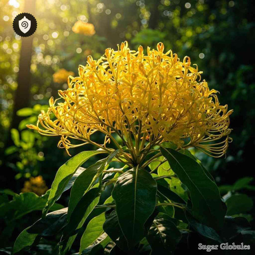 Ixanthus Viscosus sugar granules in orb formation for consistent energetic homeopathic (nonmedical) physical remedy presentation