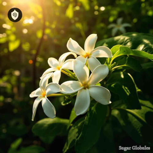 Jasminum Sambac sugar spheres in consistent orb format for energetic homeopathic (nonmedical) dry-form presentation