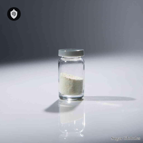 Kalium Chloricum sugar spheres in compact orb form for energetic homeopathic (nonmedical) dry storage and standardized presentation