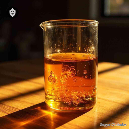 Kalium Chromicum sugar granules in precise spherical form for energetic homeopathic (nonmedical) dry-form distribution