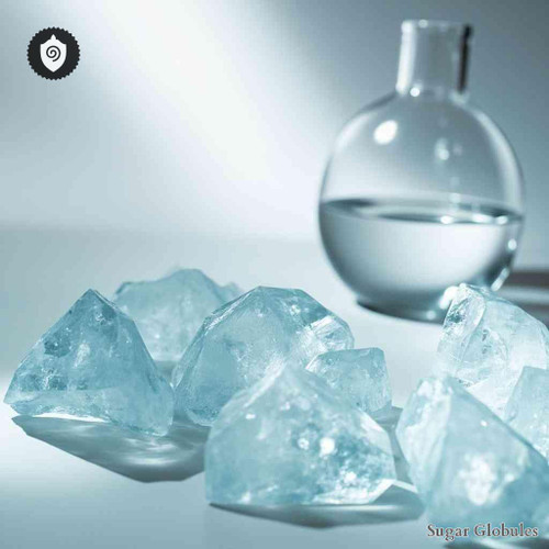 Kalium Oxalicum sugar spheres in orb format for energetic homeopathic (nonmedical) dry-form presentation and physical product listing