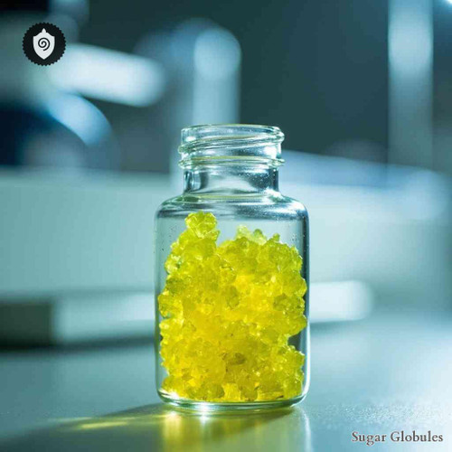 Kalium Picricum sugar spheres in uniform granule form for energetic homeopathic (nonmedical) dry-form presentation and storage