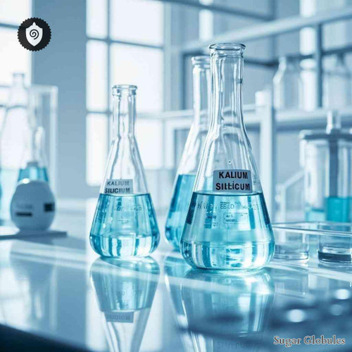 Kalium Silicicum sugar spheres in compact granule form for energetic homeopathic (nonmedical) pellet presentation and storage