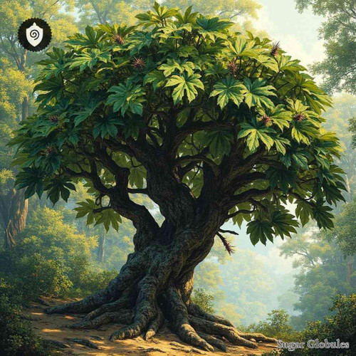 Kalopanax Septemlobus sugar granules in spherical form for energetic homeopathic (nonmedical) physical pellet presentation