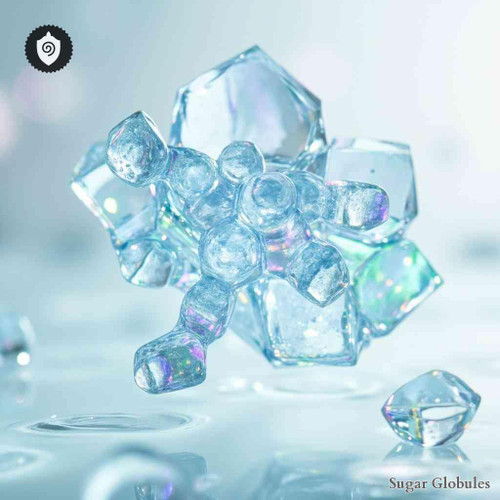 Ketoglutaricum Acidum sugar spheres in uniform pellet form for energetic homeopathic (nonmedical) dry-form presentation and storage