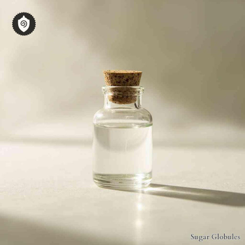 Khellinum sugar granules presented as uniform orbs for energetic homeopathic (nonmedical) dry-form storage and physical product listing