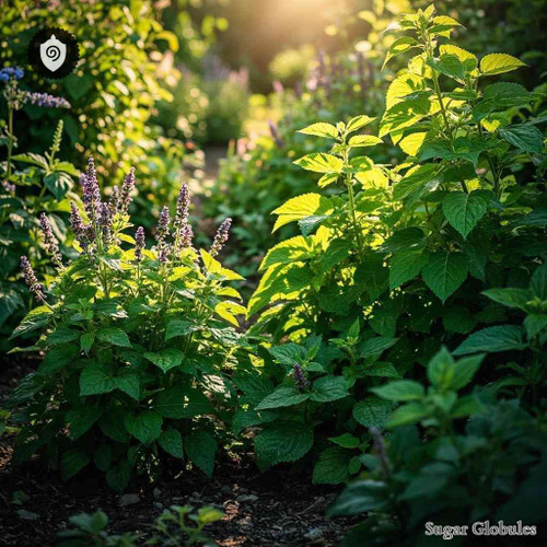 Labiatae sugar spheres presented in uniform pellet format for energetic homeopathic (nonmedical) dry-form packaging