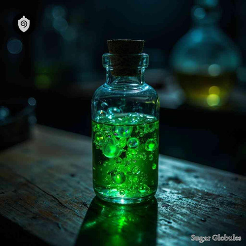 Lanthanum Arsenicosum sugar spheres in compact granule form for energetic homeopathic (nonmedical) physical pellet presentation