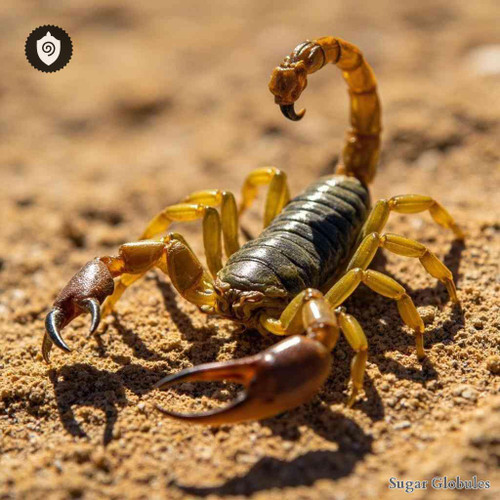 Leiurus Quinquestriatus sugar orbs in precise pellet form for energetic homeopathic (nonmedical) dry-form presentation and storage