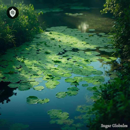 Lemna Minor sugar granules in spherical form for energetic homeopathic (nonmedical) dry-form arrangement and consistent storage