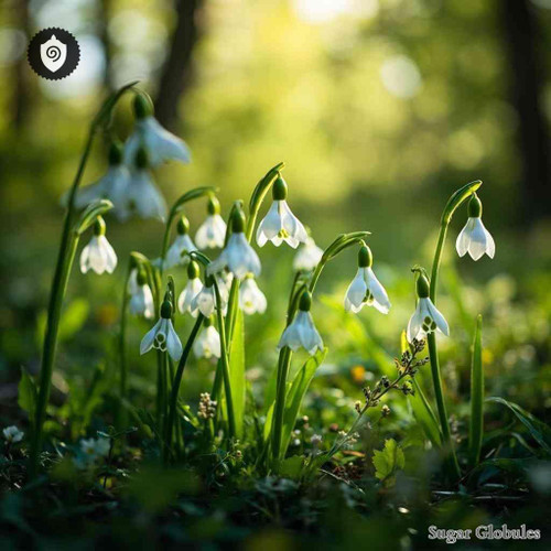 Leucojum Aestivum sugar spheres in uniform pellet form for energetic homeopathic (nonmedical) dry-form presentation