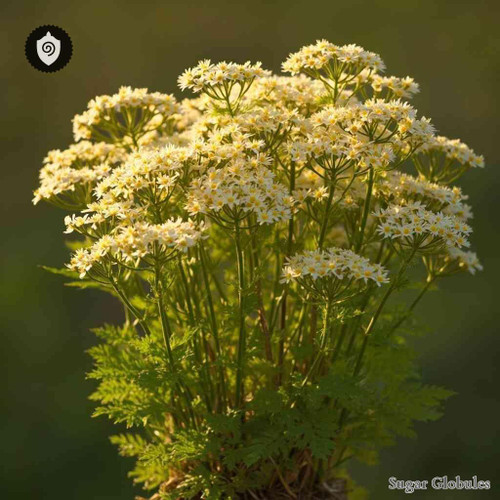 Lichtensteinia Interrupta sugar granules in consistent orb form for energetic homeopathic (nonmedical) dry-form presentation
