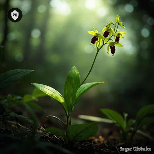 Liparis Viridiflora sugar spheres in compact granule form for energetic homeopathic (nonmedical) dry-form presentation and storage