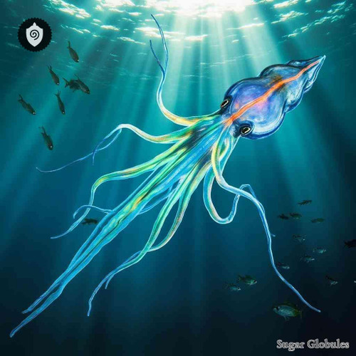 Loligo Opalescens sugar spheres in compact orb form for energetic homeopathic (nonmedical) dry-form presentation