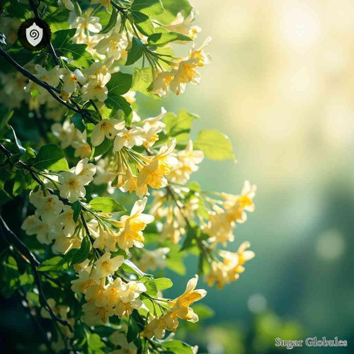 Lonicera Japonica sugar granules in orb format for energetic homeopathic (nonmedical) dry-form presentation and storage