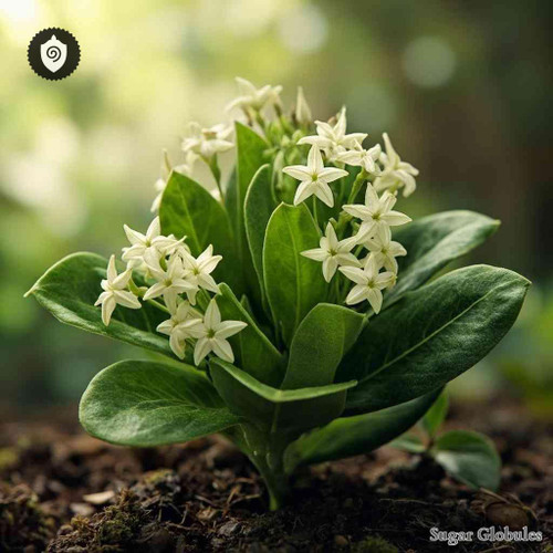 Malmea Depressa sugar spheres in compact orb format for energetic homeopathic (nonmedical) remedy presentation and dry storage