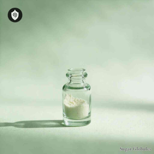 Medroxyprogesteronum sugar orbs in precise pellet form for energetic homeopathic (nonmedical) remedy presentation and dry storage