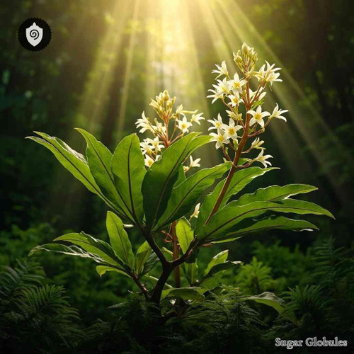 Mischocarpus Sundaicus sugar granules in pellet form for energetic homeopathic (nonmedical) remedy in dry spherical presentation