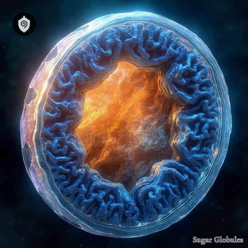 Mitochondria sugar spheres in precise orb format for energetic homeopathic (nonmedical) dry-form physical presentation