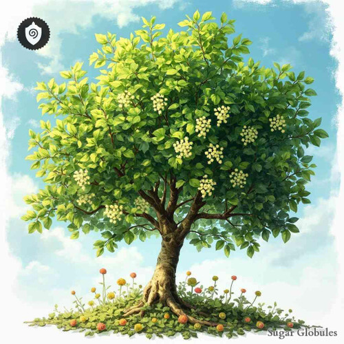 Morus Alba sugar spheres in precise orb format for standardized energetic homeopathic (nonmedical) product presentation