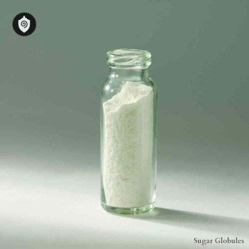 Muriaticum Acidum sugar granules in spherical form for energetic homeopathic (nonmedical) dry-format physical presentation