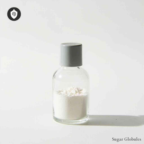 Natrium Gentisatum sugar granules in uniform orb shape for energetic homeopathic (nonmedical) dry product presentation