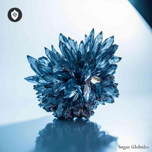 Neodymium Glutamicum sugar granules in uniform orb shape for energetic homeopathic (nonmedical) dry-form product presentation