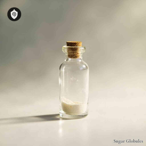 Nervus Radialis sugar spheres in uniform orb shape for physical energetic homeopathic (nonmedical) remedy presentation