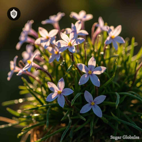 Nierembergia Scoparia sugar spheres in uniform orb form for energetic homeopathic (nonmedical) dry-form presentation