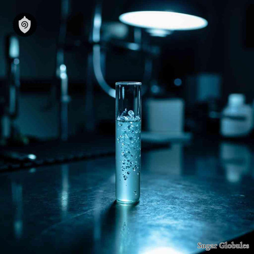 Noscapinum sugar spheres in precise orb form for energetic homeopathic (nonmedical) physical remedy display and dry-form presentation