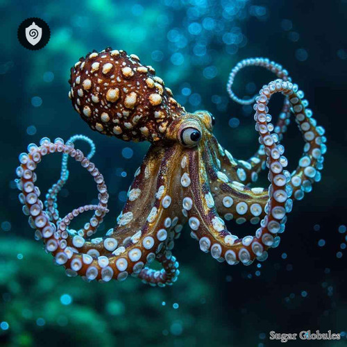 Octopus Maculosa sugar granules in spherical format for energetic homeopathic (nonmedical) dry-form presentation and storage