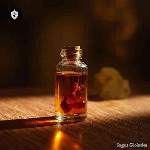 Oleum Patchouli sugar spheres in compact orb form for energetic homeopathic (nonmedical) dry formulation presentation