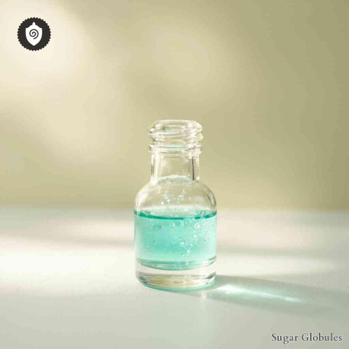 Oleum Rosmarini sugar orbs in uniform pellet format for energetic homeopathic (nonmedical) dry-form presentation and storage