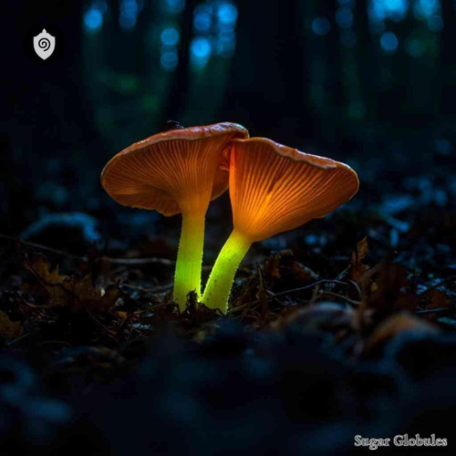 Omphalotus Illudens sugar granules in precise orb format for energetic homeopathic (nonmedical) dry-form presentation and storage