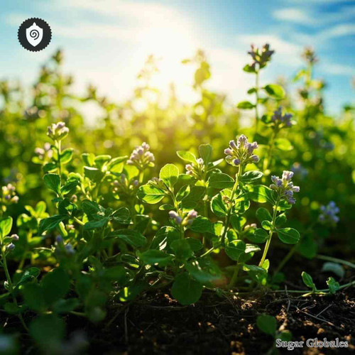 Origanum Majorana - Sweet Marjoram sugar spheres in compact pellet form for energetic homeopathic (nonmedical) dry product presentation