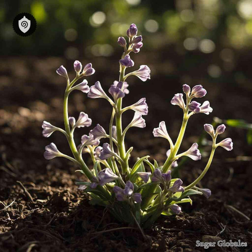 Orobanche Ramosa sugar spheres in orb format, standard dry-form presentation for energetic homeopathic (nonmedical) use