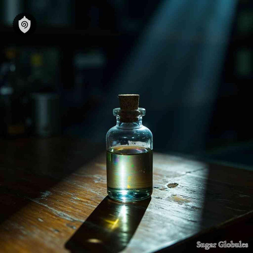 Ostitis Exsudativa Nosode sugar granules in orb form for energetic homeopathic (nonmedical) remedy presentation and dry storage.