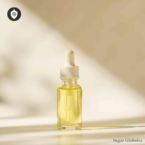 Otitis Media Nosode sugar spheres in dry-form orb presentation for energetic homeopathic (nonmedical) physical remedy packaging