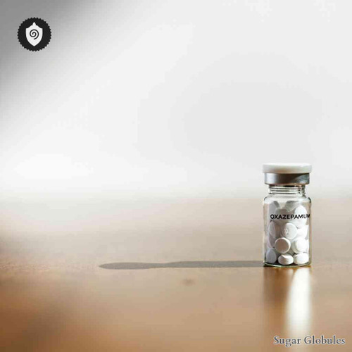 Oxazepamum sugar spheres presented in uniform orb format for energetic homeopathic (nonmedical) dry-form presentation and storage