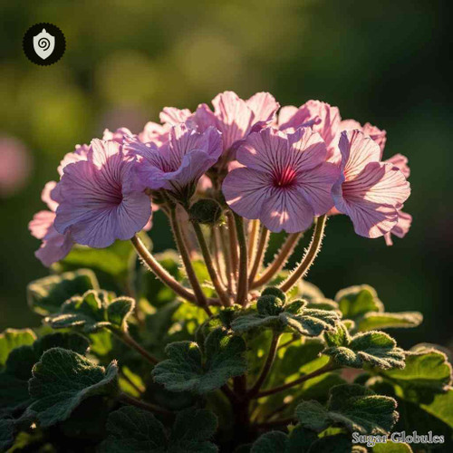 Pelargonium Ionidiflorum sugar orbs in uniform spherical format for energetic homeopathic (nonmedical) dry-form presentation