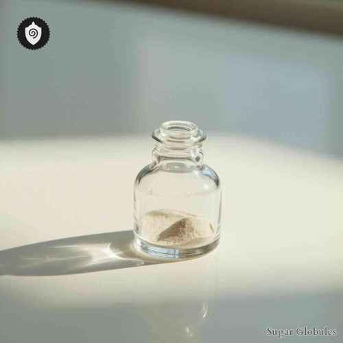 Perla Mytilii Trossulus sugar orbs in pellet form for energetic homeopathic (nonmedical) dry storage and physical remedy presentation