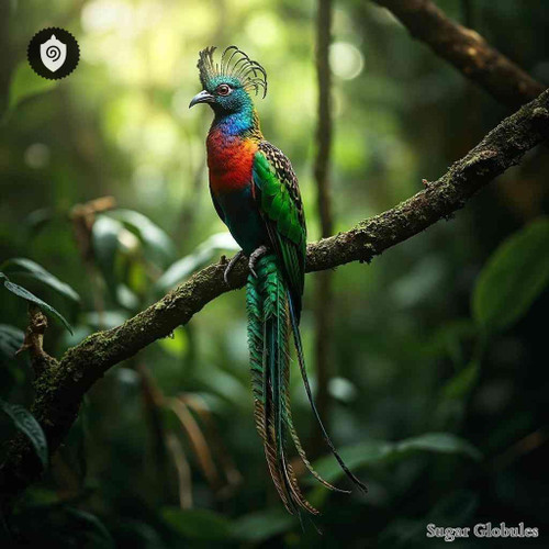 Pharomachrus Mocinno sugar spheres in pellet format for energetic homeopathic (nonmedical) dry-form presentation and storage