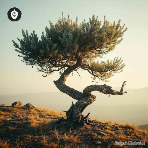 Pix Juniperi sugar spheres in orb format showcasing uniform granules for energetic homeopathic (nonmedical) dry-form presentation