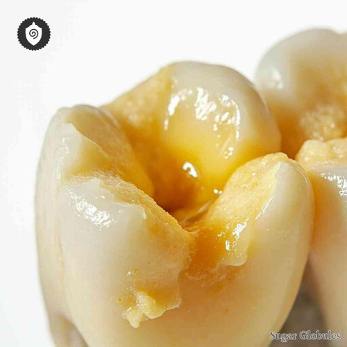Plaque Dentalis sugar spheres in uniform pellet form for energetic homeopathic (nonmedical) presentation and dry storage
