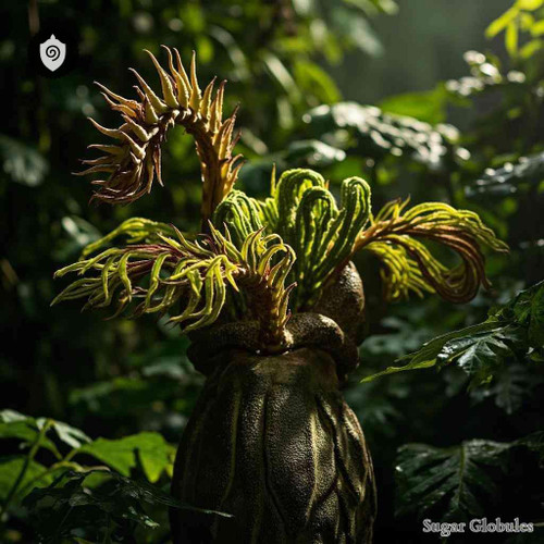 Platycerium Bifurcatum sugar spheres in spherical format for energetic homeopathic (nonmedical) dry-form presentation and storage