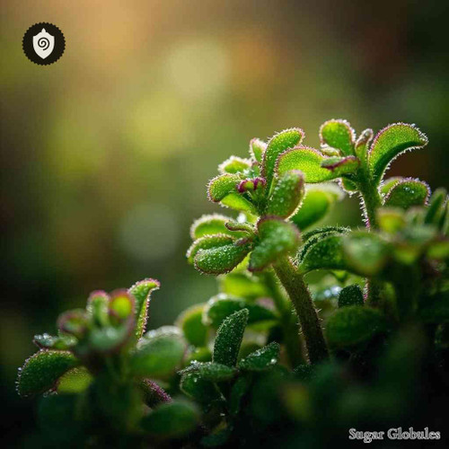 Plectranthus Amboinicus sugar spheres in pellet form for energetic homeopathic (nonmedical) dry-form presentation and storage